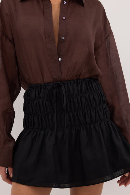 MAIA BLACK LINEN MINI SKIRT