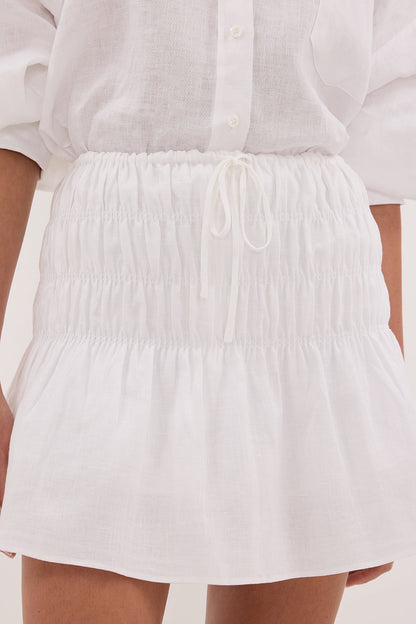 MAIA WHITE LINEN MINI SKIRT