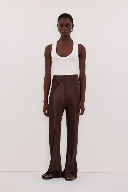 NIKKI BITTER CHOC SATIN BIAS PANT