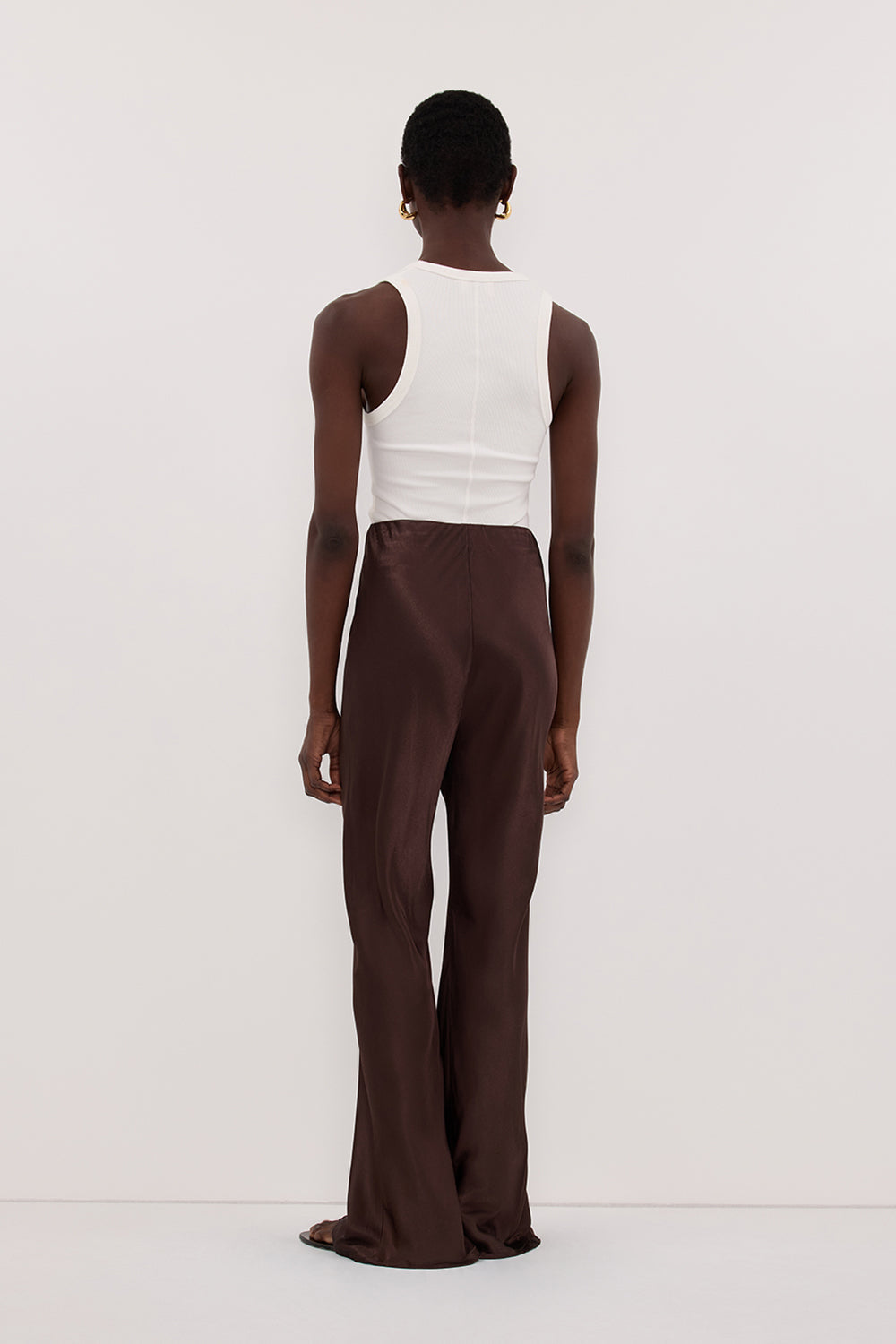 NIKKI BITTER CHOC SATIN BIAS PANT