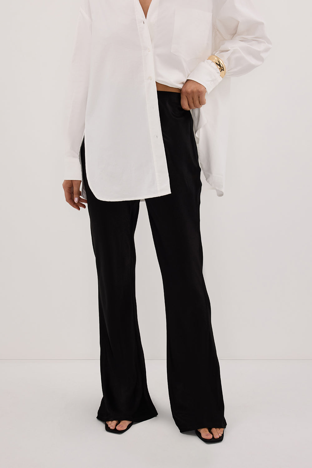 NIKKI BLACK SATIN BIAS PANT