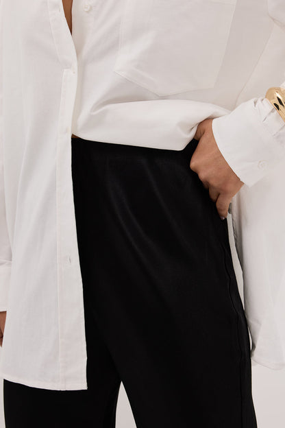 NIKKI BLACK SATIN BIAS PANT