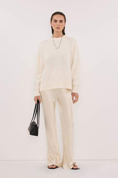 NIKKI CREAM SATIN BIAS PANT