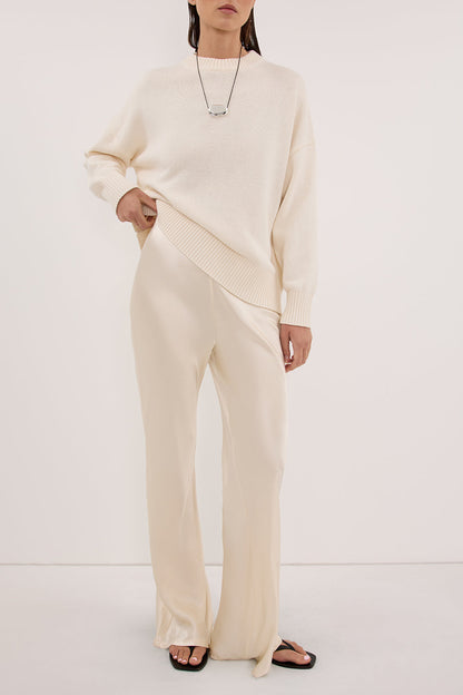 NIKKI CREAM SATIN BIAS PANT