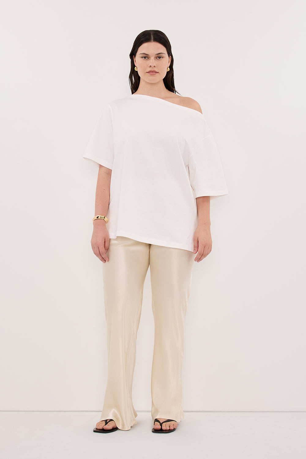 NIKKI CREAM SATIN BIAS PANT