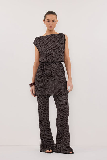 TIA CHOC MICRO CHECK BIAS PANT