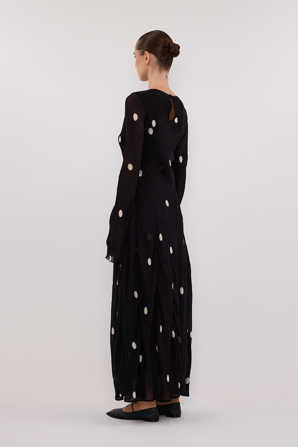 LAURA BLACK SPOT MIDI DRESS