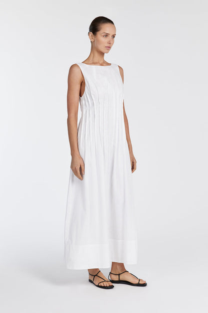 MANA WHITE LINEN MIDI DRESS