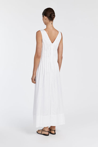 MANA WHITE LINEN MIDI DRESS