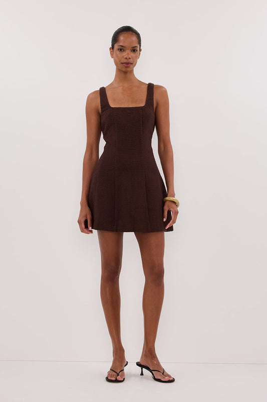 NIEVE CHOCOLATE SLEEVELESS MINI DRESS