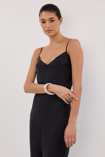 COLETTE BLACK SILK MIDI DRESS