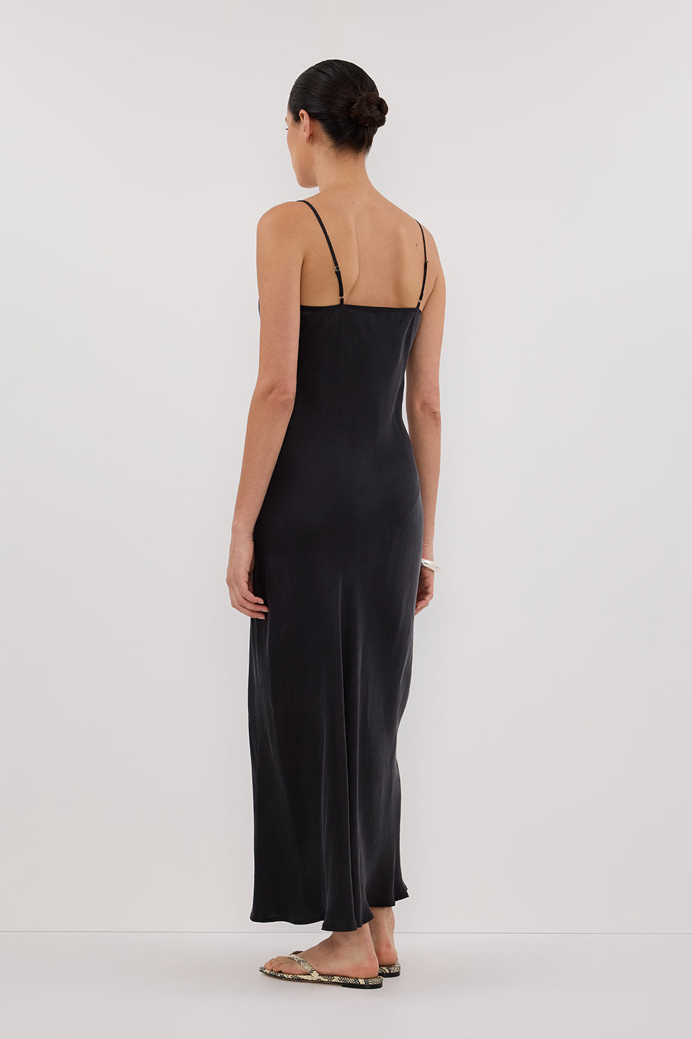 COLETTE BLACK SILK MIDI DRESS