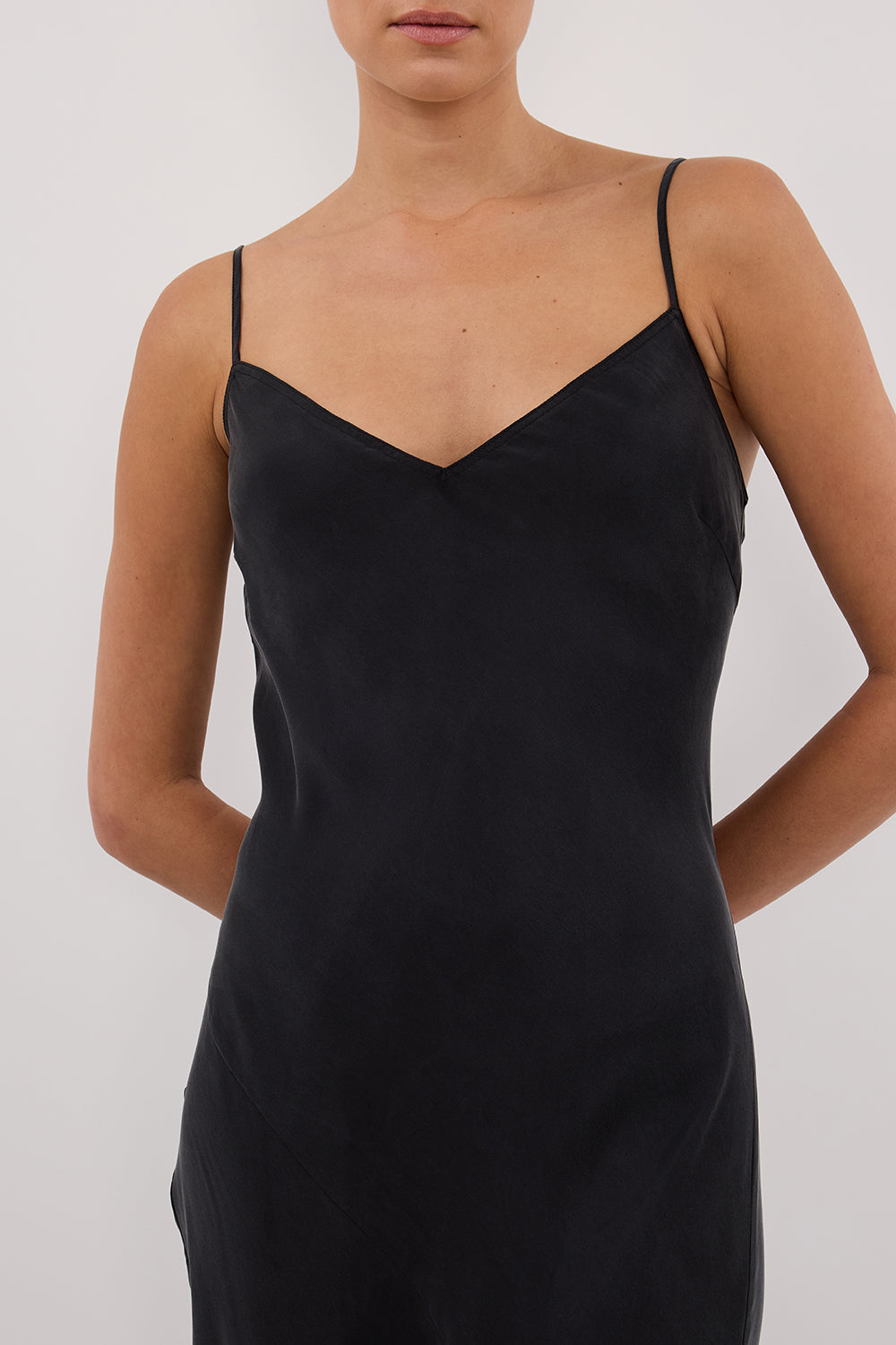 COLETTE BLACK SILK MIDI DRESS