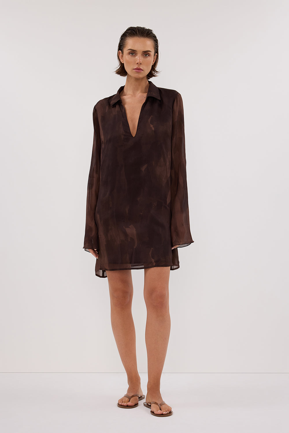 WILLOW CHOC LONG SLEEVE MINI DRESS
