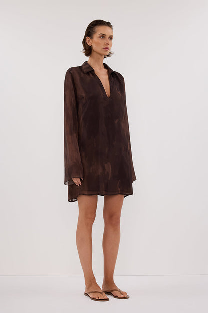 WILLOW CHOC LONG SLEEVE MINI DRESS