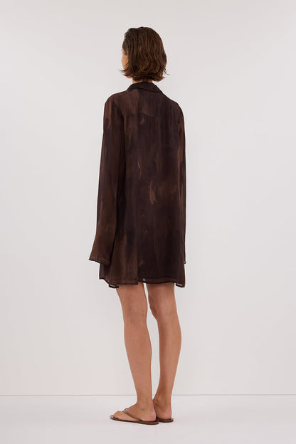 WILLOW CHOC LONG SLEEVE MINI DRESS
