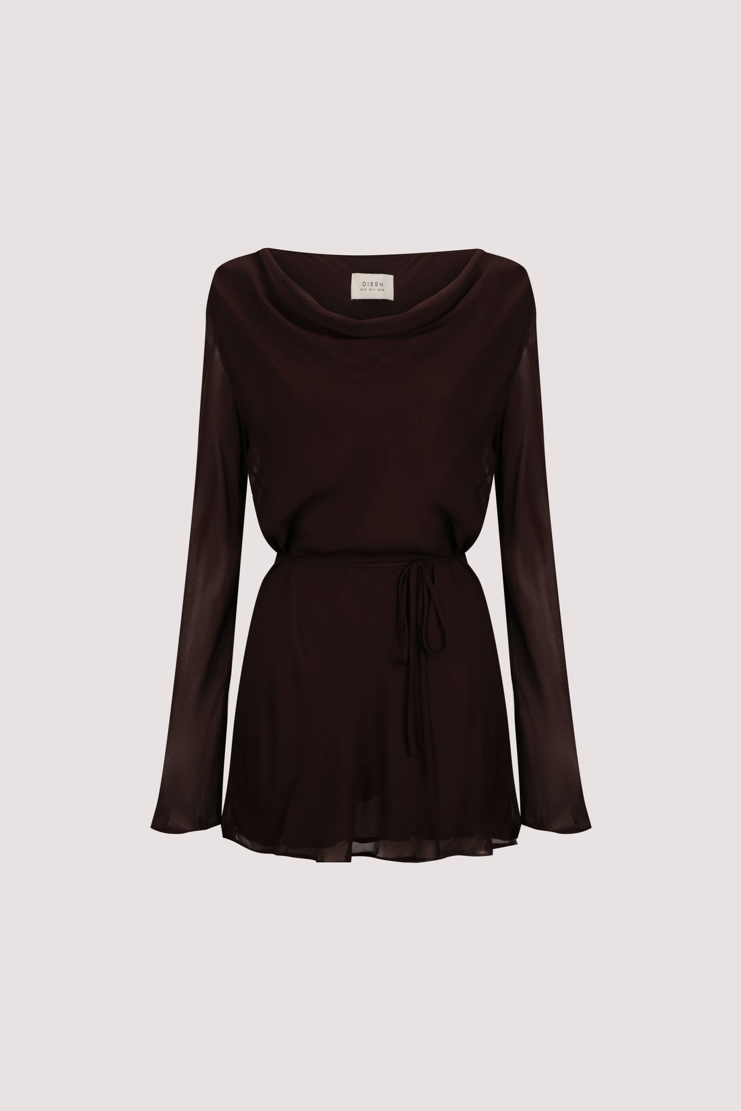 CORFU DARK CHOC SLEEVED MINI DRESS