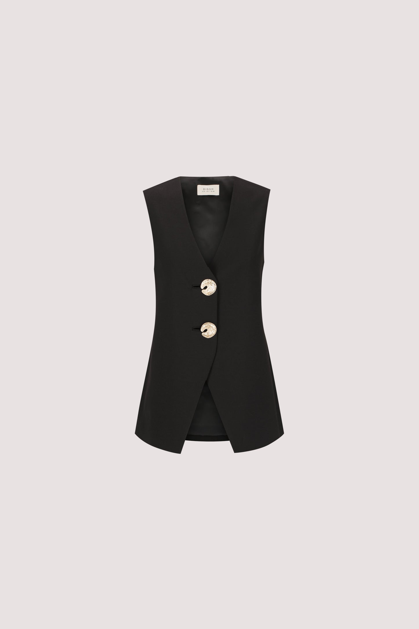 AMERY BLACK SLEEVELESS GOLD BUTTON VEST