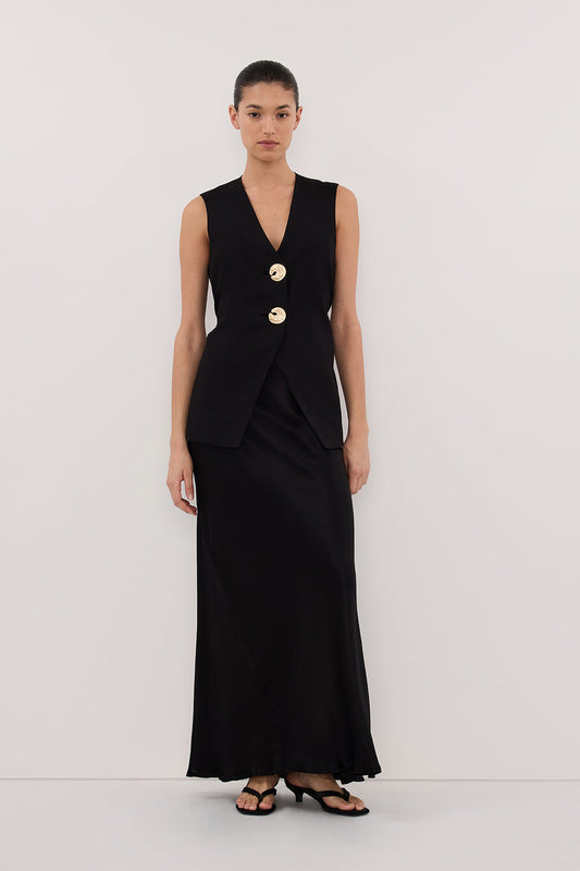 AMERY BLACK SLEEVELESS GOLD BUTTON VEST