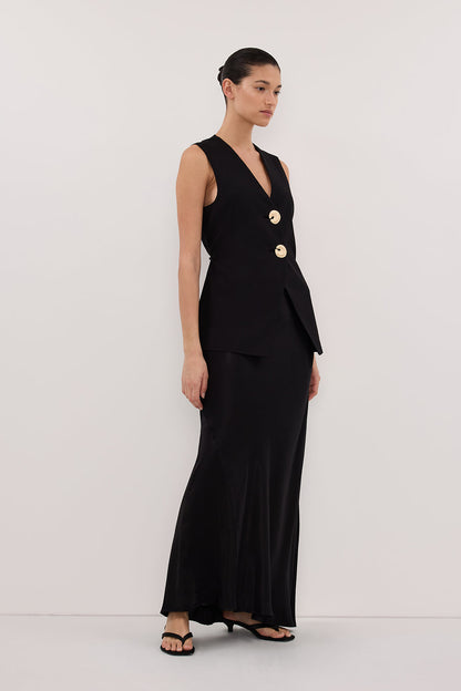AMERY BLACK SLEEVELESS GOLD BUTTON VEST