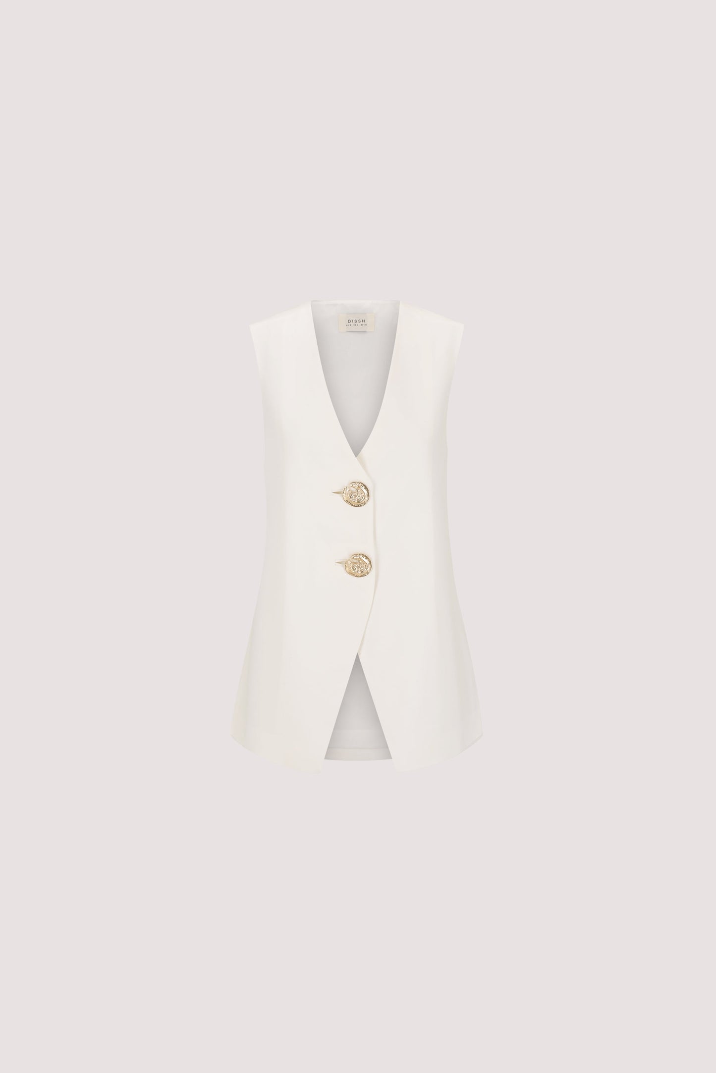 AMERY WHITE SLEEVELESS GOLD BUTTON VEST