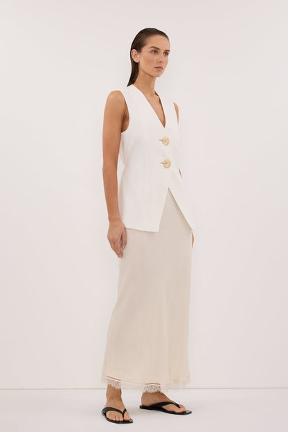 AMERY WHITE SLEEVELESS GOLD BUTTON VEST