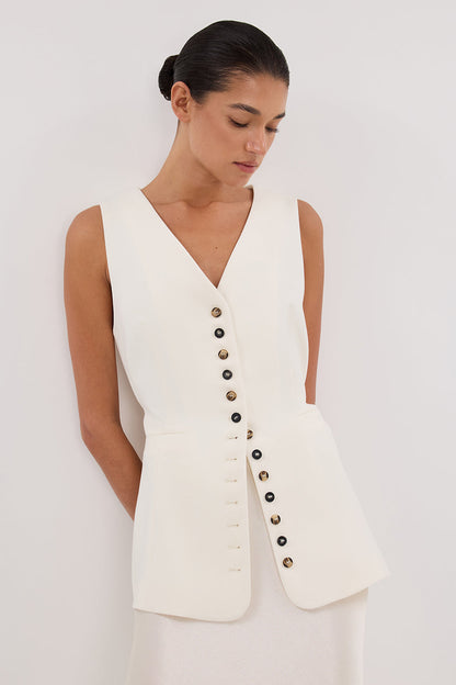 DEMI CREAM LONGLINE VEST