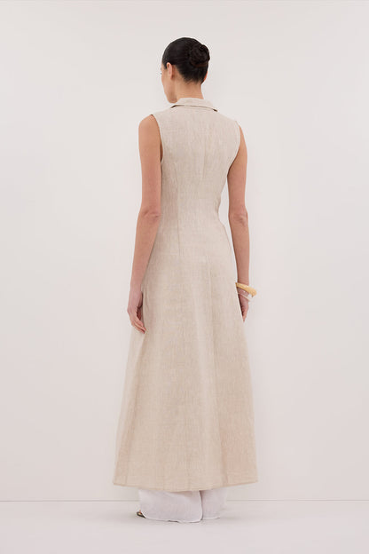 CORA NATURAL MIDI LINEN DRESS