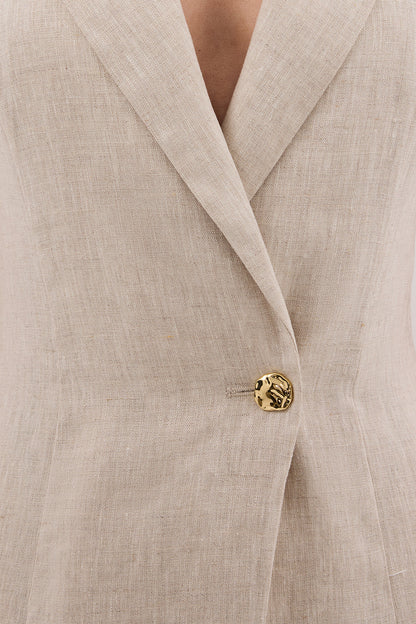 CORA NATURAL MIDI LINEN DRESS