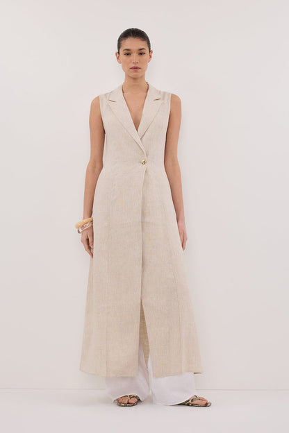 CORA NATURAL MIDI LINEN DRESS