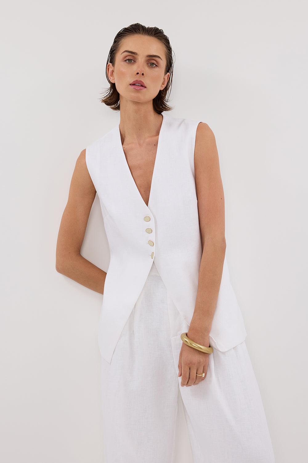 KNOX WHITE LINEN VEST