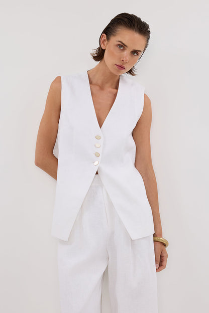 KNOX WHITE LINEN VEST