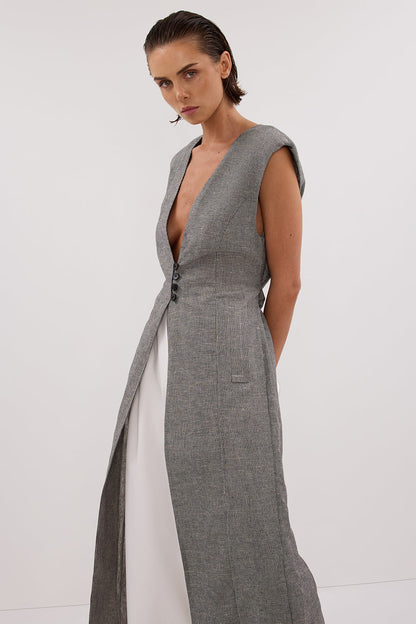 ELIAS CHARCOAL LONGLINE VEST