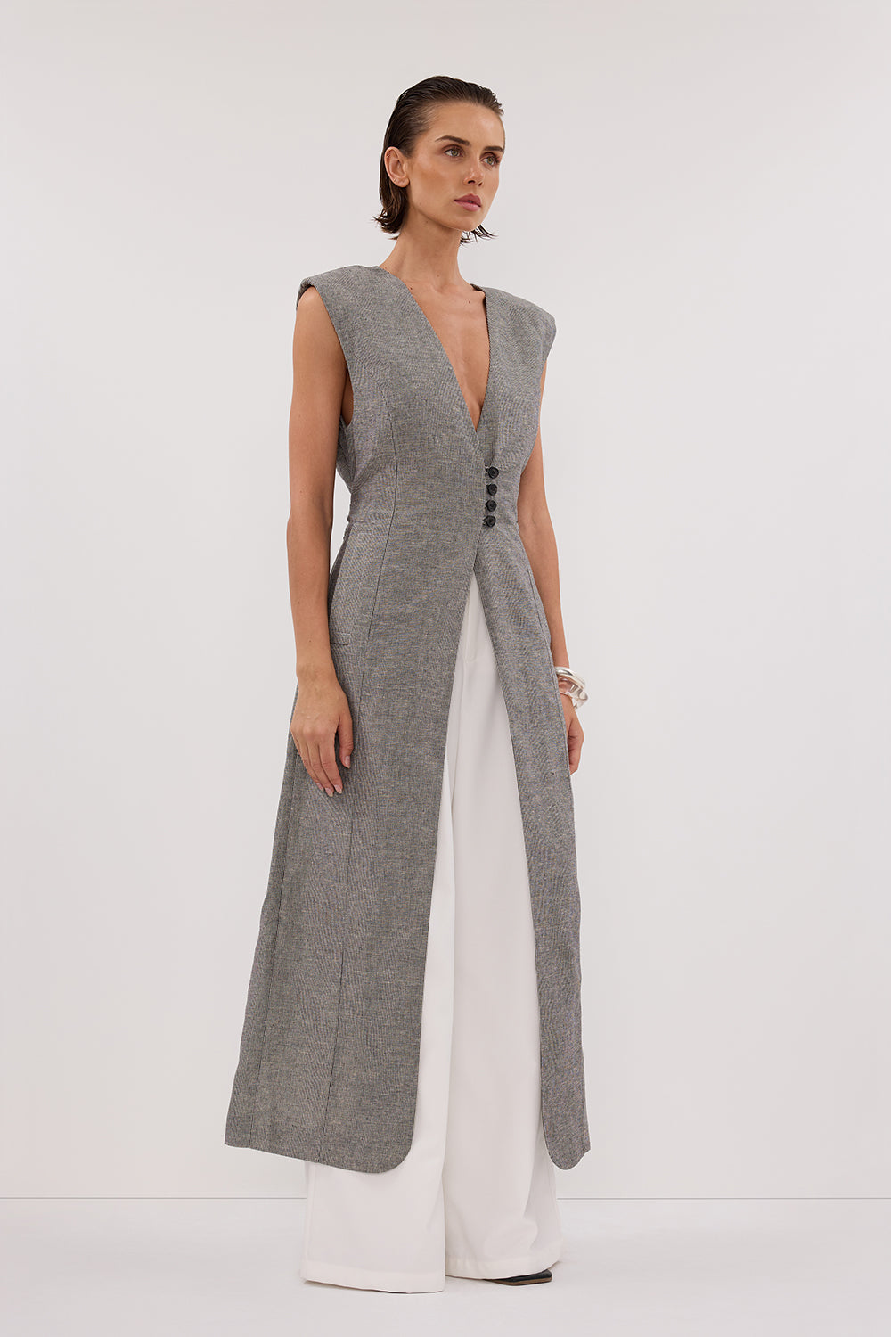 ELIAS CHARCOAL LONGLINE VEST