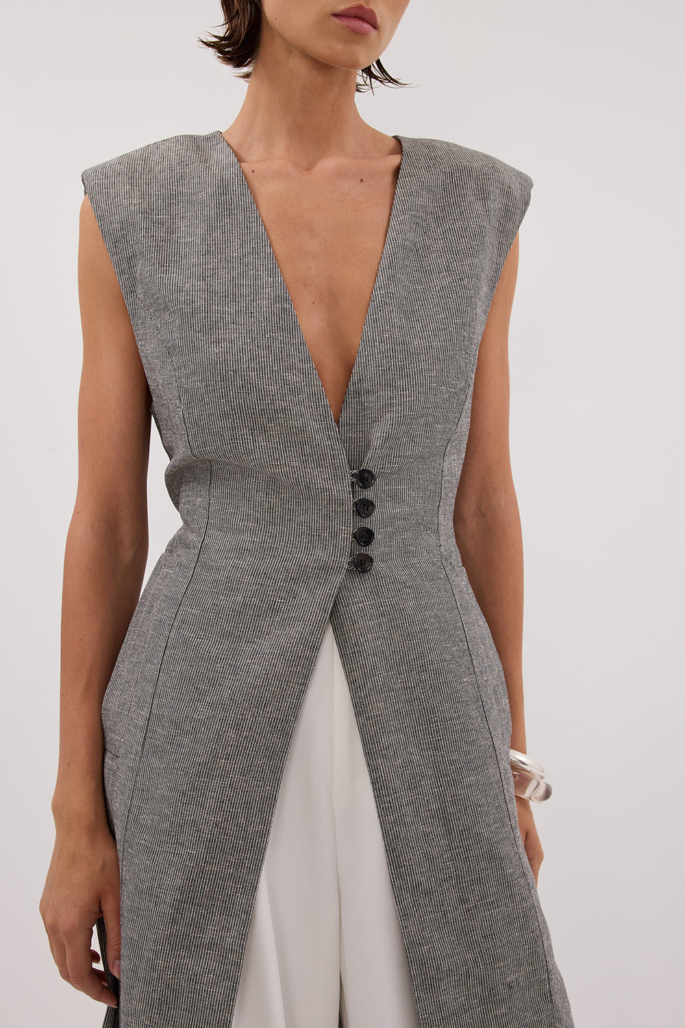 ELIAS CHARCOAL LONGLINE VEST