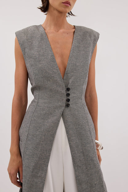 ELIAS CHARCOAL LONGLINE VEST