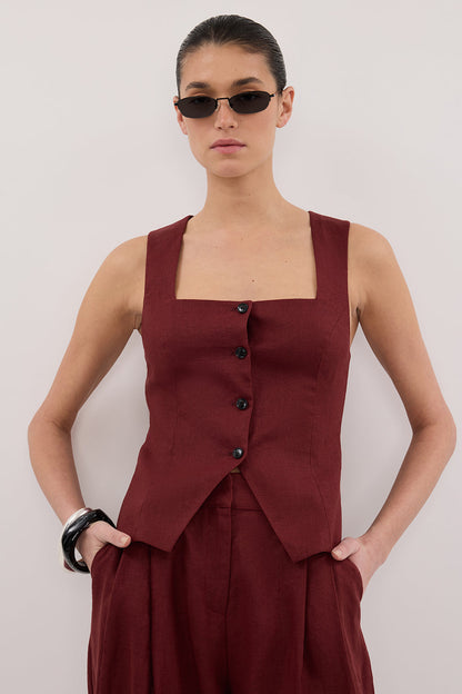 FRAN SAHARA LINEN VEST