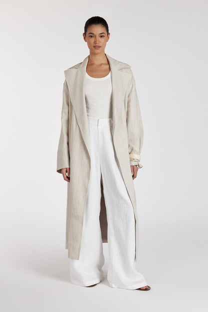 JOSEPHINA NATURAL LINEN BLEND TRENCH COAT