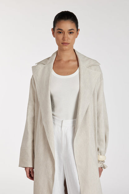 JOSEPHINA NATURAL LINEN BLEND TRENCH COAT