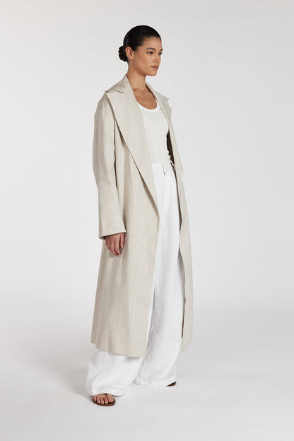 JOSEPHINA NATURAL LINEN BLEND TRENCH COAT
