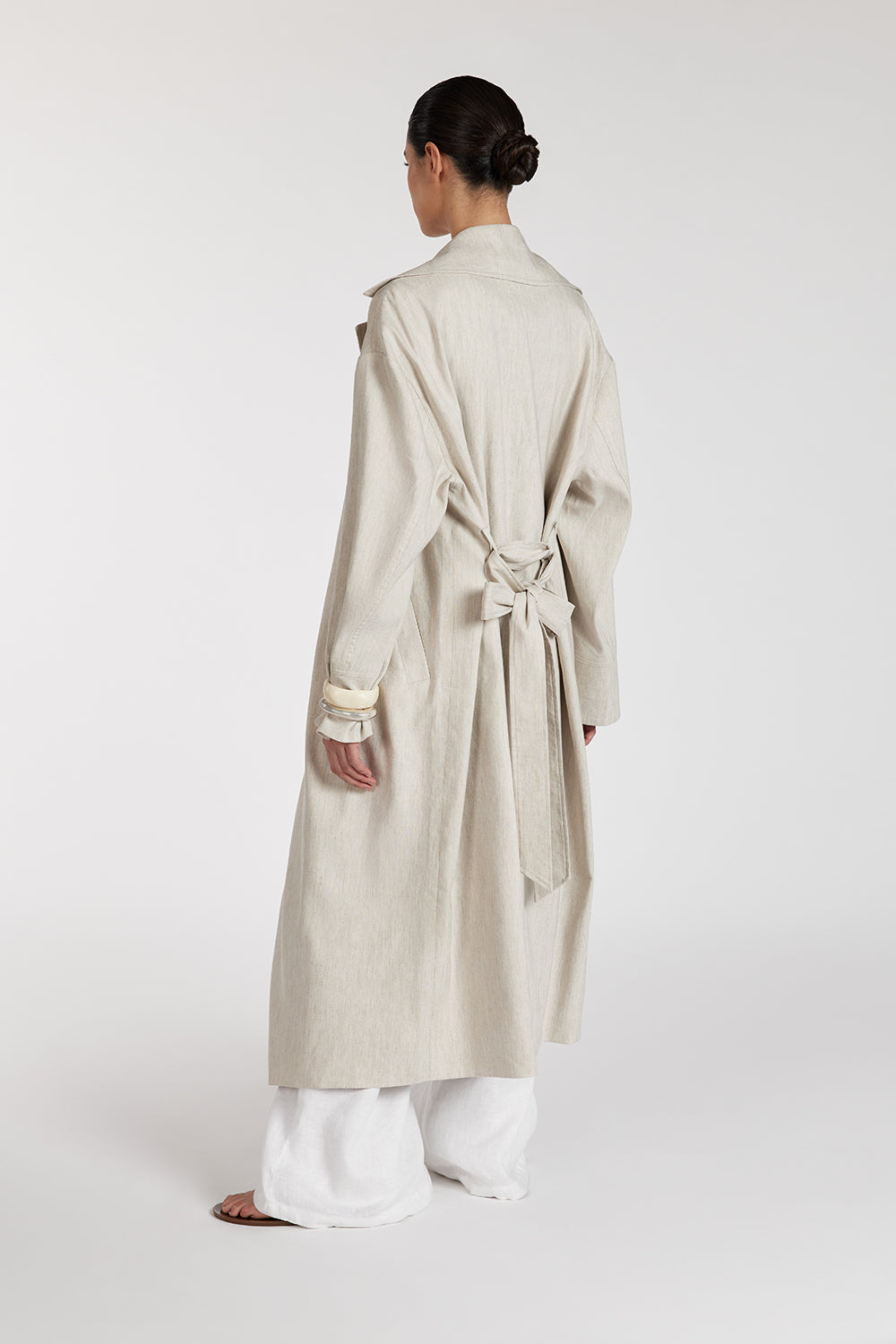 JOSEPHINA NATURAL LINEN BLEND TRENCH COAT