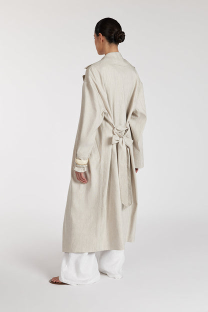 JOSEPHINA NATURAL LINEN BLEND TRENCH COAT