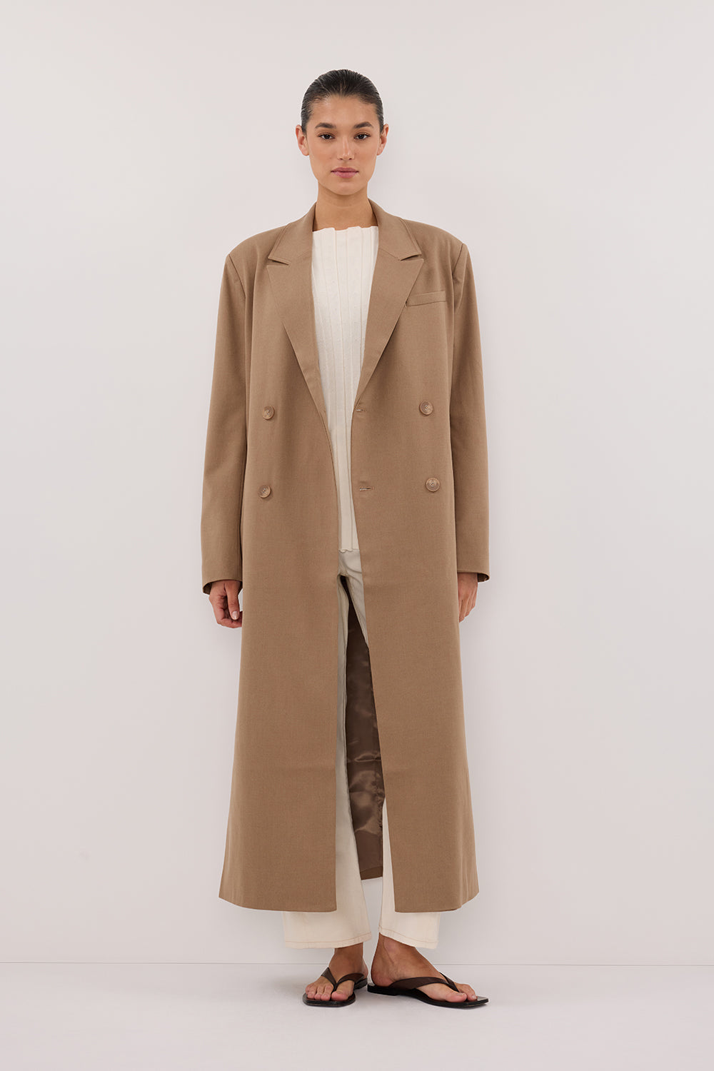 CELINA TAN WOOL BLEND COAT