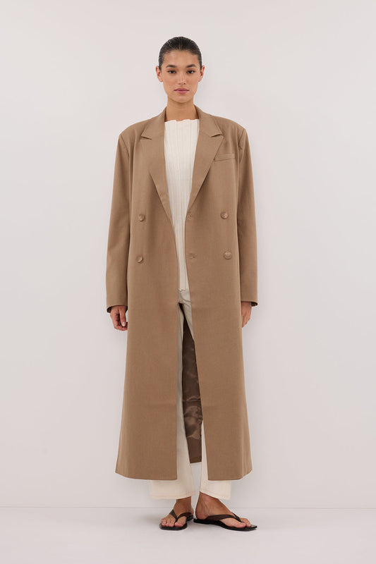 CELINA TAN WOOL BLEND COAT