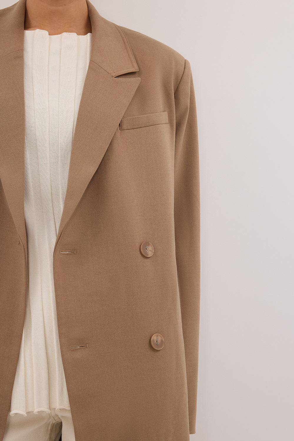 CELINA TAN WOOL BLEND COAT