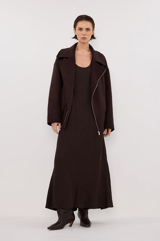 ELAINE DARK CHOC OVERSIZED WOOL BLEND JACKET