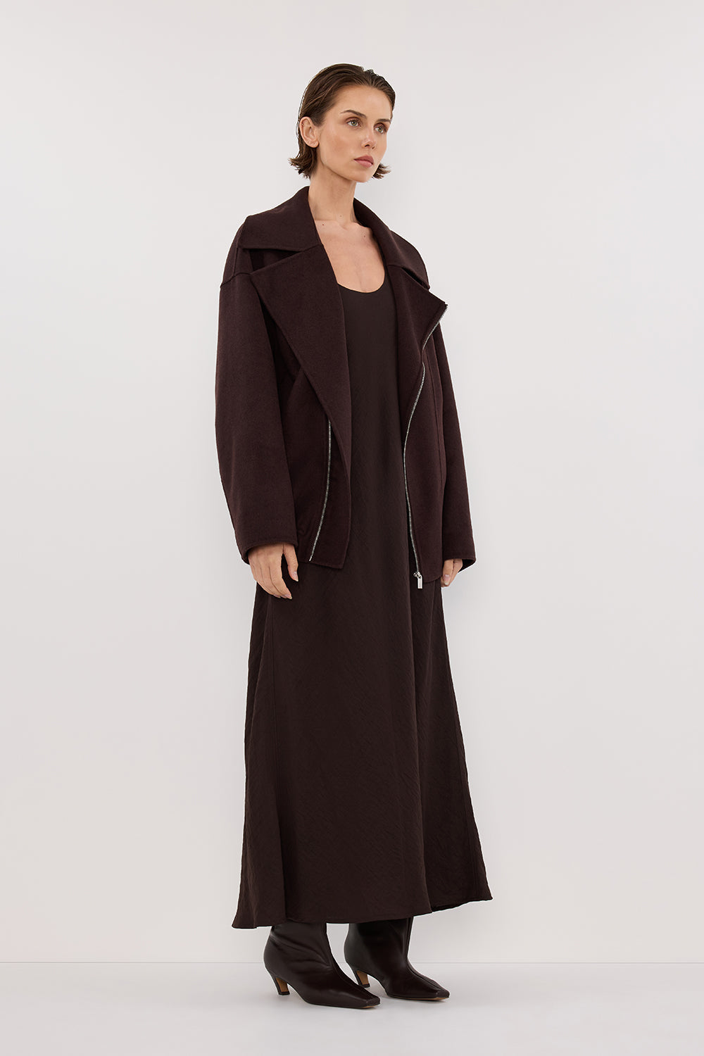 ELAINE DARK CHOC OVERSIZED WOOL BLEND JACKET