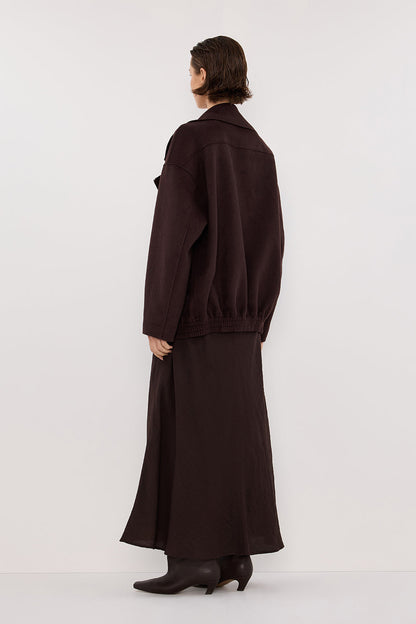 ELAINE DARK CHOC OVERSIZED WOOL BLEND JACKET