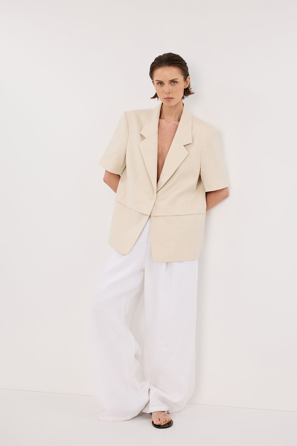 RITA SAND SHORT SLEEVE BLAZER