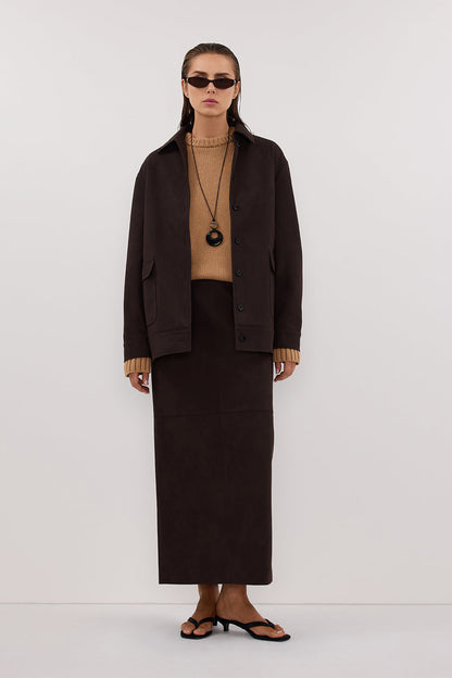 OTIS BITTER CHOC FAUX SUEDE JACKET